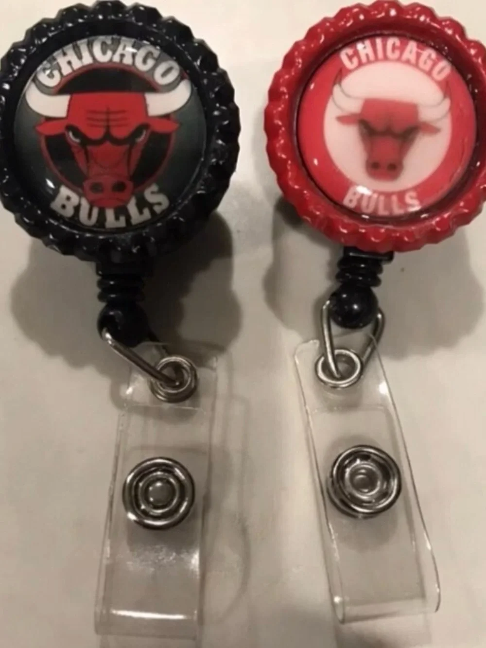 2 NBA Basketball Chicago Bears Nurse RN Badge Reels ID Holders Alligator Clips